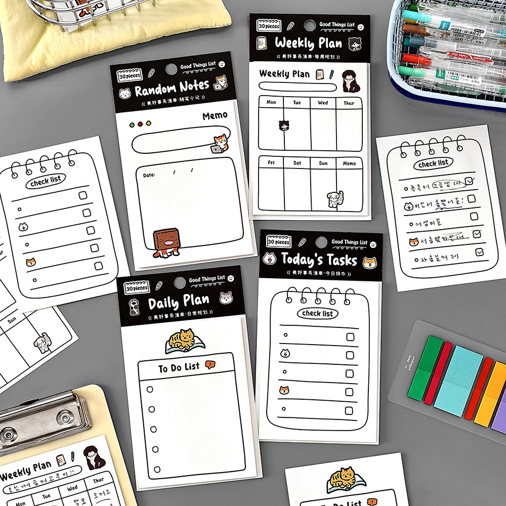 

INS Style Korean Style Simple Message Notes Self-Adhesive List Student Sticky Notes School Stationerys Memo Pads