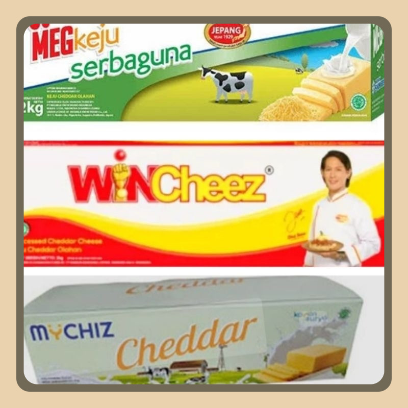 

Keju Cheddar MEG, WINCHIZ, MYCHIZ 1 Slop 2 KG
