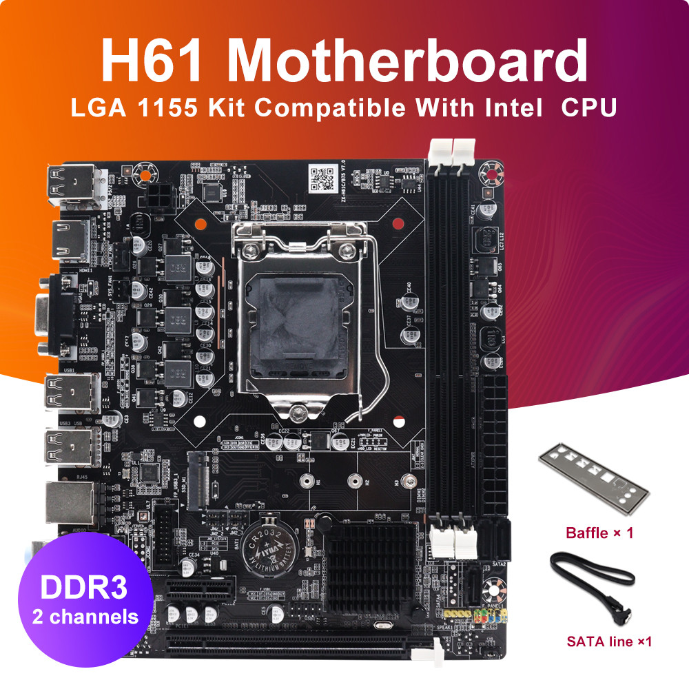H61 M-ATX Gaming Motherboard LGA1155 DDR3 Support Intel Core i3/i5/i7 Pentium-Celeron CPU