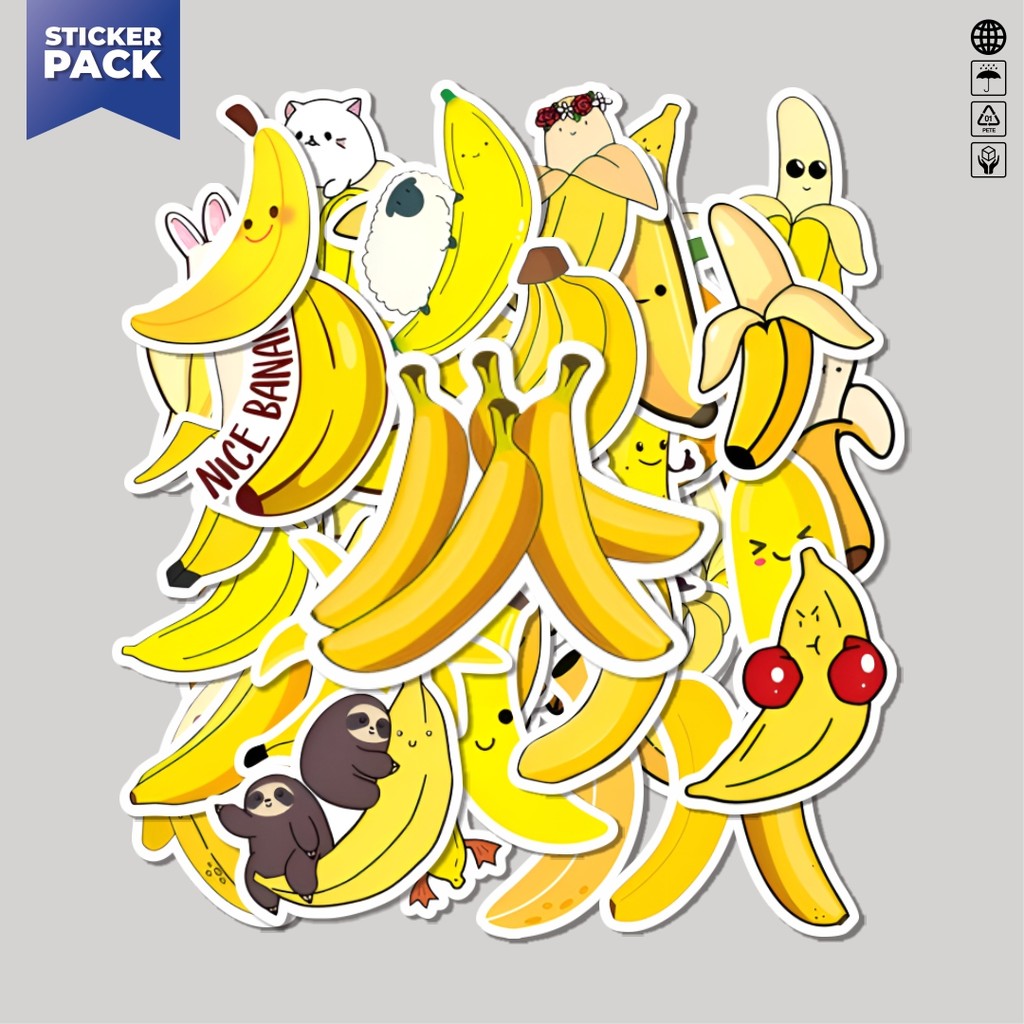 

[100PCS]Stiker Pack Stiker Banana [Pisang] Aesthetic Vinyl Anti Air Dekorasi Sticker Laptop Buku Journal Koper Helm Casing HP Gitar Helm Skateboard