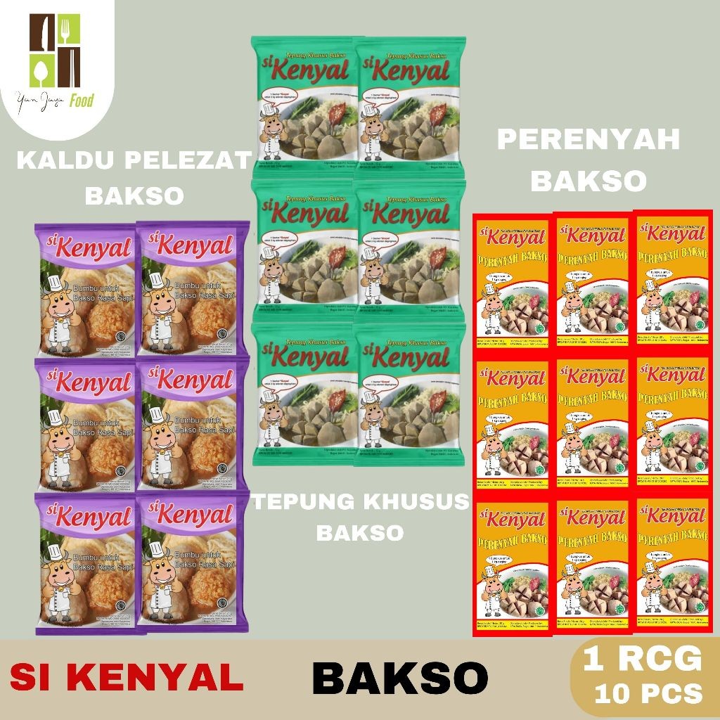 

Si Kenyal Tepung Khusus Bakso [32g] / Bumbu Kaldu Pelezat Baso [21g] / Perenyah Baso [20g] 1RCG/10PCS Kayarasa
