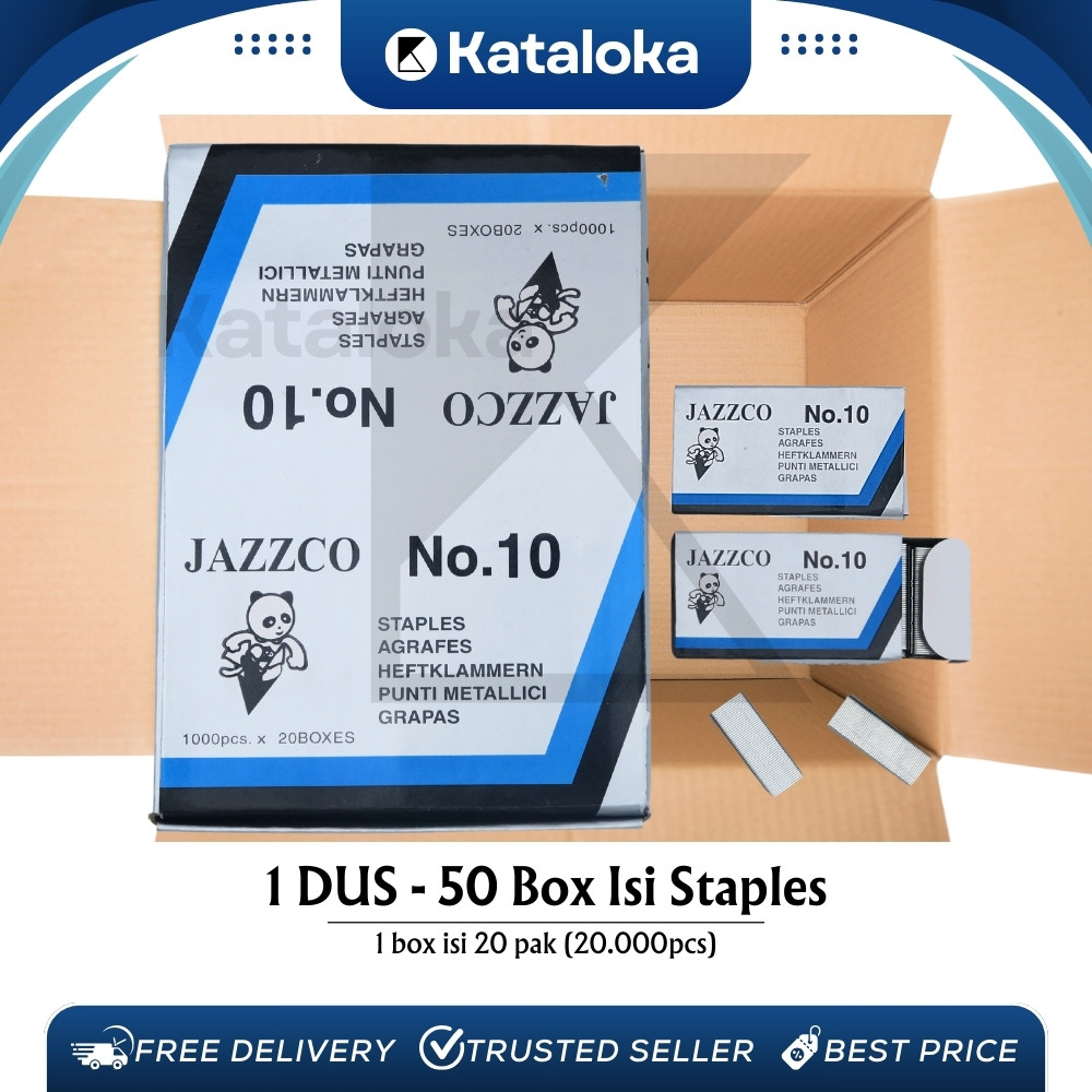 

KATALOKA Grosir 1 Dus isi 1000 Pack Staples Isi Stapler Refill Stapler JAZZCO No. 10 Biru