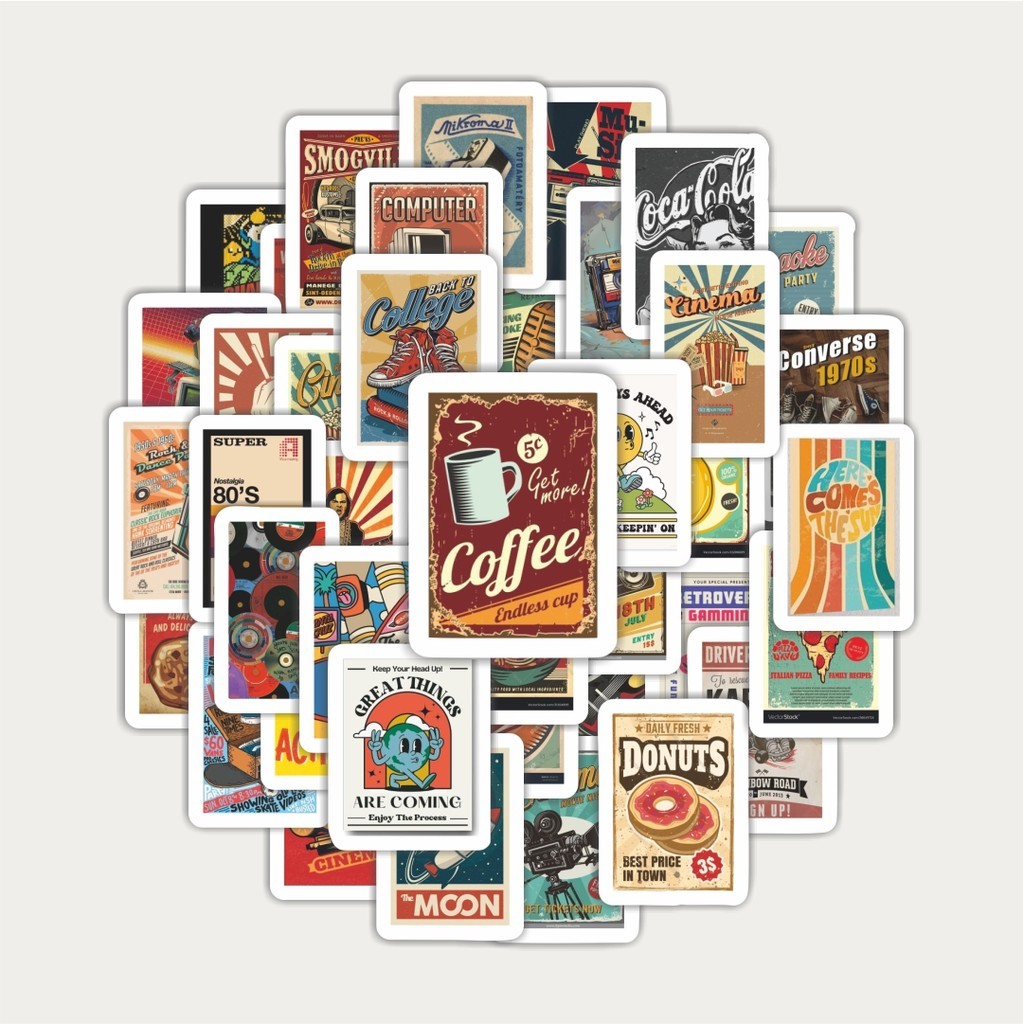 

Sticker Pack Stiker Poster Retro | Sticker TUMBLR | Stiker LAPTOP KOPER HELM