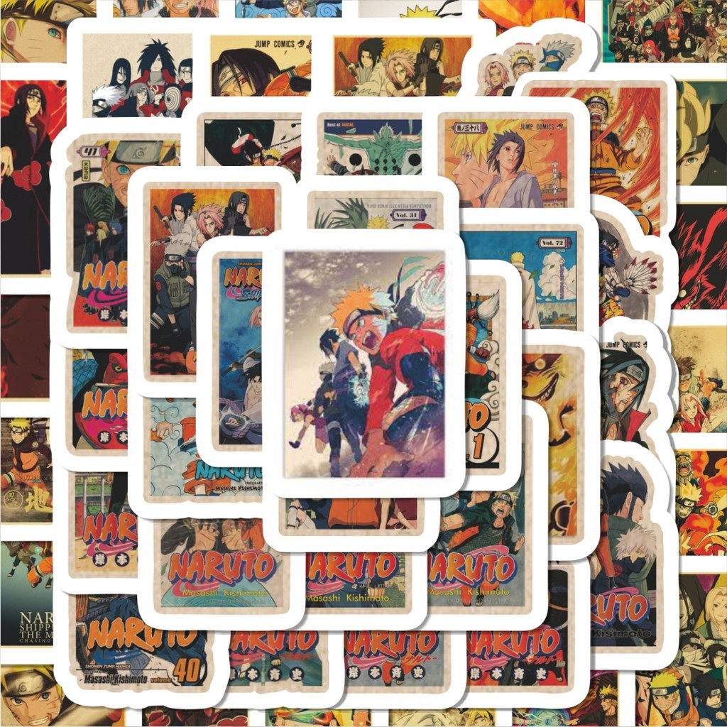 

100PCS Lucu Stiker Poster Komik Naruto Retro Stiker Aesthetic Stiker Anti Air Stikers Berperekat Waterproof sticker decal buat Motor Helm Buku Journal Koper Casing HP Laptop Botol Minum Hadiah anak