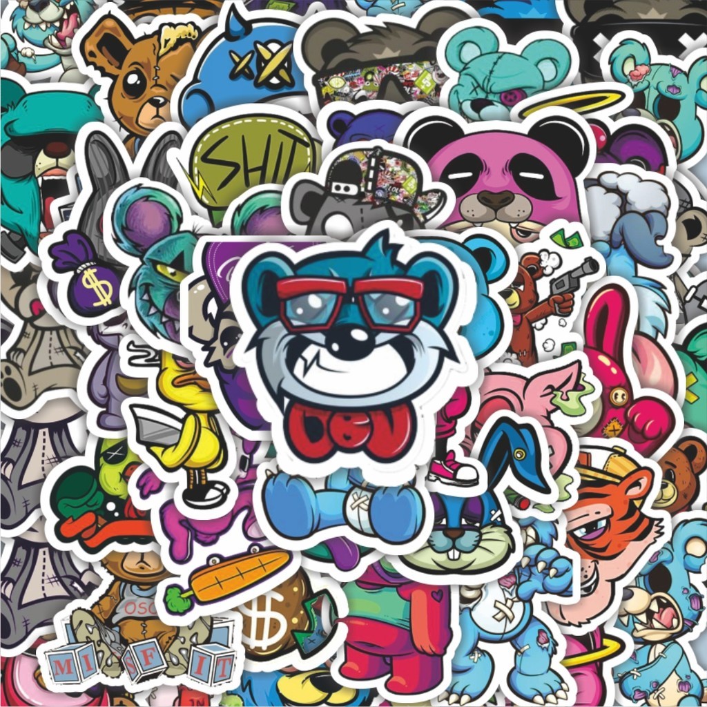 

100PCS Lucu Stiker Teddy Bear [Boneka Beruang] Stiker Aesthetic Stiker Anti Air Stikers Berperekat Waterproof sticker decal buat Motor Helm Buku Journal Koper Casing HP Laptop Botol Minum Hadiah anak