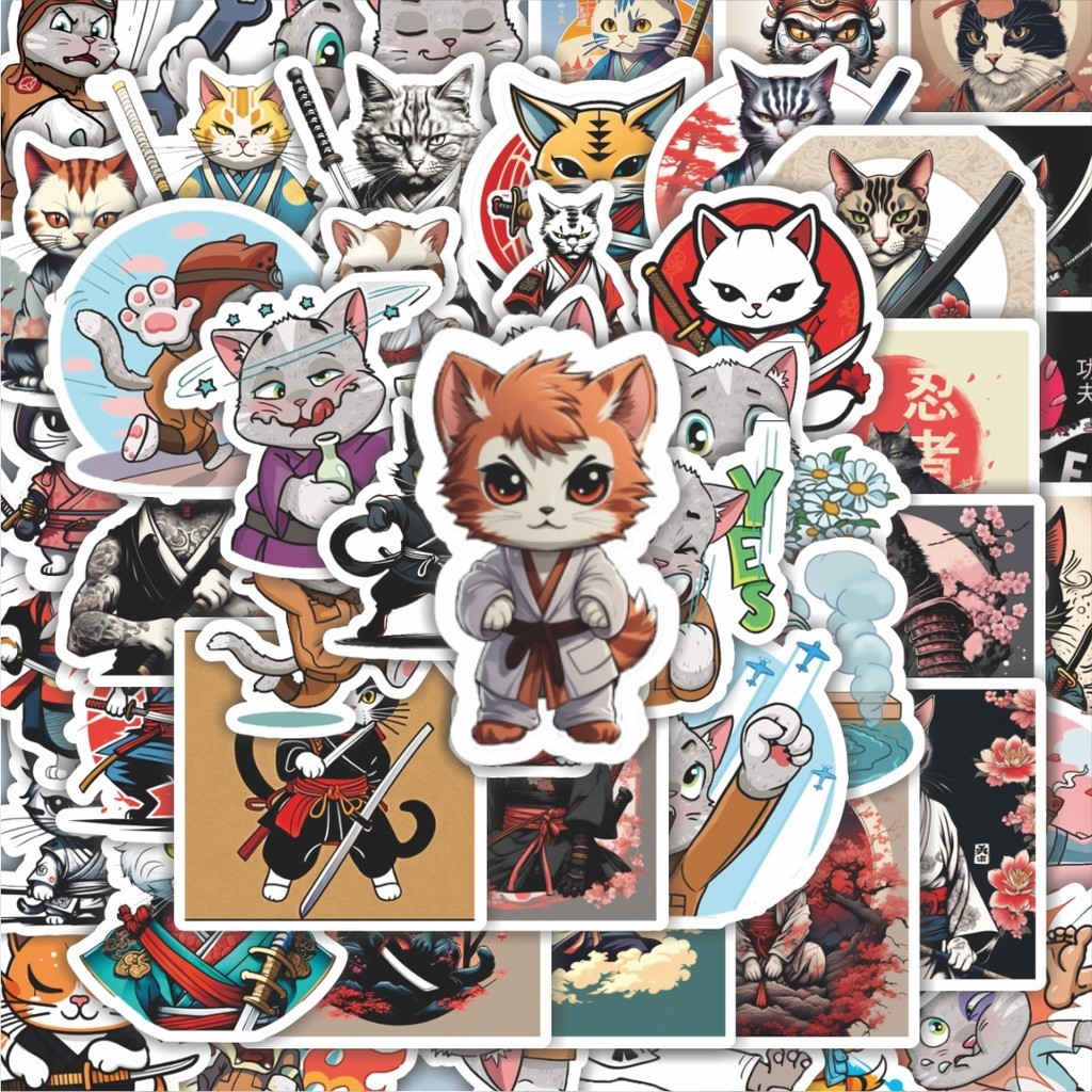 

100PCS Lucu Stiker Kartun Kung Fu Cats/ Kucing Stiker Aesthetic Stiker Anti Air Stikers Berperekat Waterproof sticker decal buat Motor Helm Buku Journal Koper Casing HP Laptop Botol Minum Hadiah anak