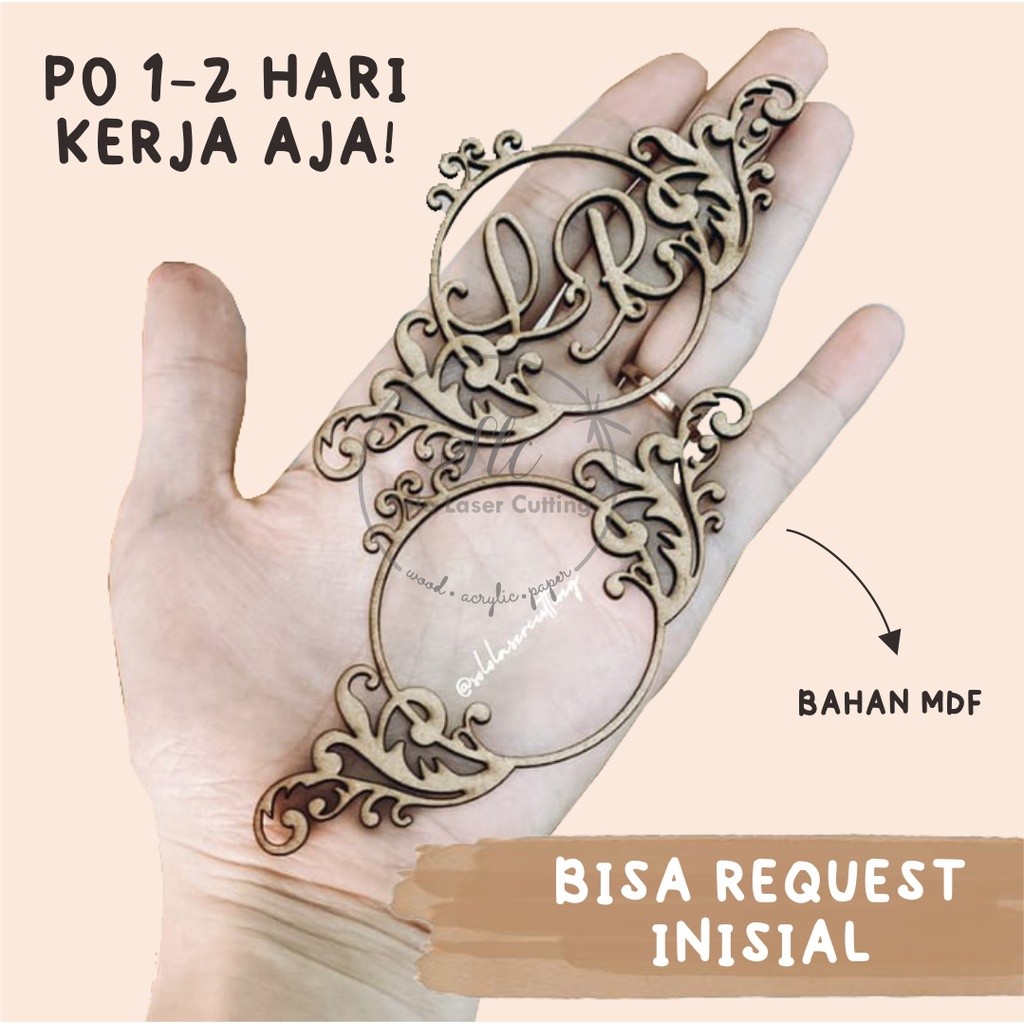 frame border inisial nama logam mulia bulat salur kayu mdf plywood Cutting Frame Bulat Sulur menghia