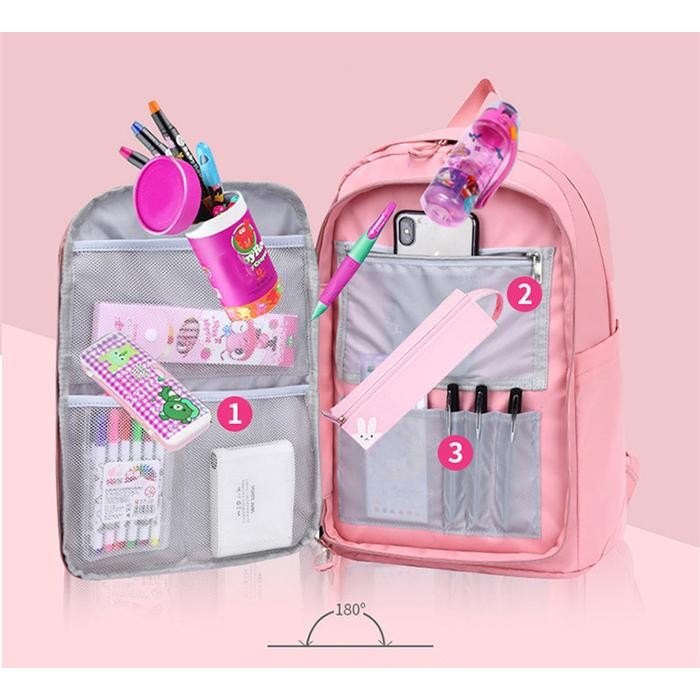 Terlaris  -TAS RANSEL SEKOLAH ANAK PEREMPUAN SD SMP SMA MODEL KULKAS / TAS RANSEL - HITAM.