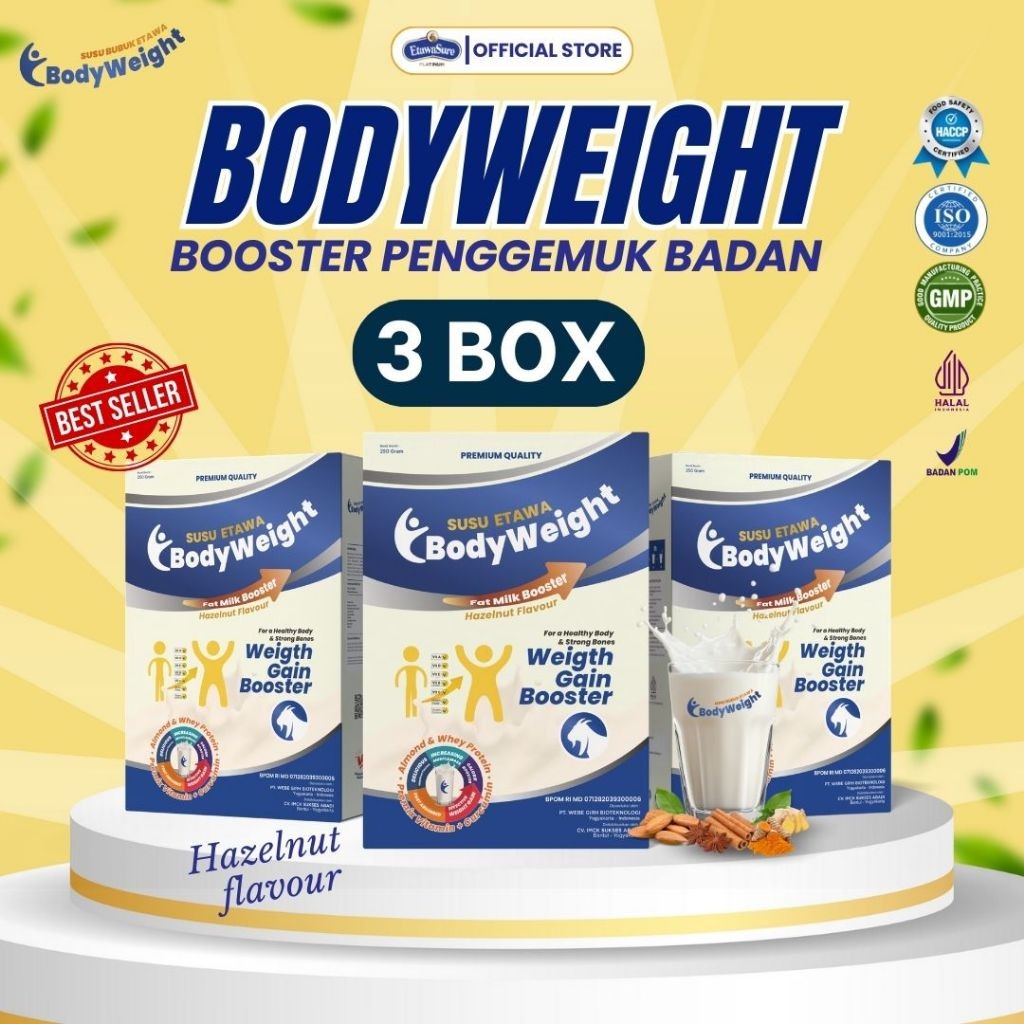 

BodyWeight Susu Etawa Penggemuk Badan Susu Kambing Etawa Membantu Meningkatkan Nafsu Makan dan Masa Otot Kemasan 250gr Paket 3 Box