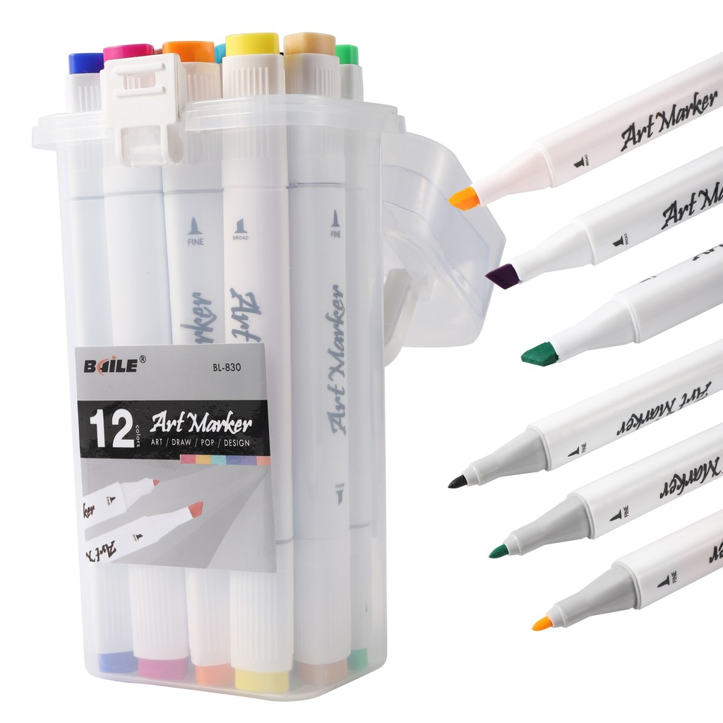 

12 Colors Sketching Markers Set Double Headed Art Markers Professional Sketch Pen Alcohol Based Manga Painting Graffiti Set