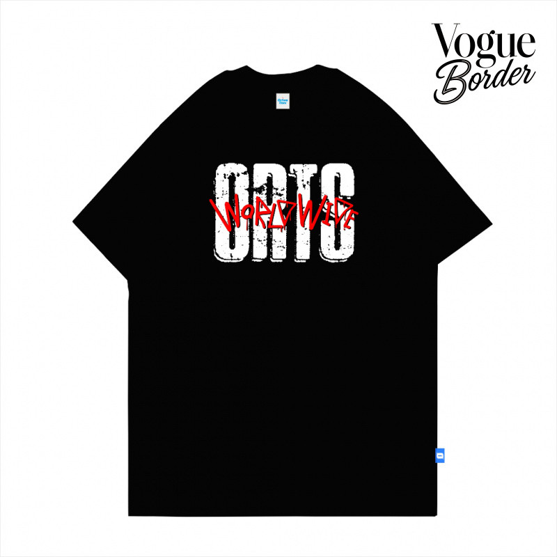 VOGUE BORDER ORTONTEES SIGNATURE Baju Kaos HITAM Pria Wanita lengan pendek Kaos Distro Combed Atasan