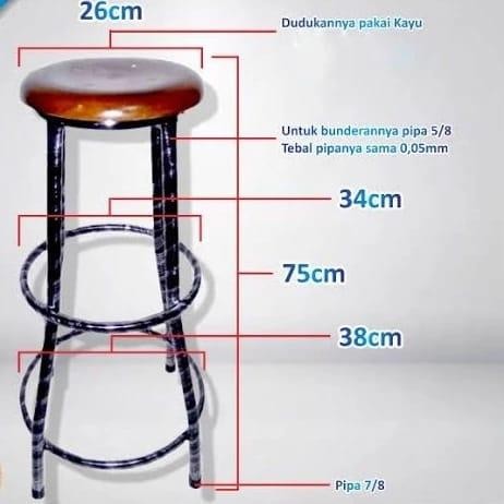 KURSI BAKSO 60 CM BANGKU CAFE KURSI BESI KURSI KAYU KURSI KONTER - 25cm