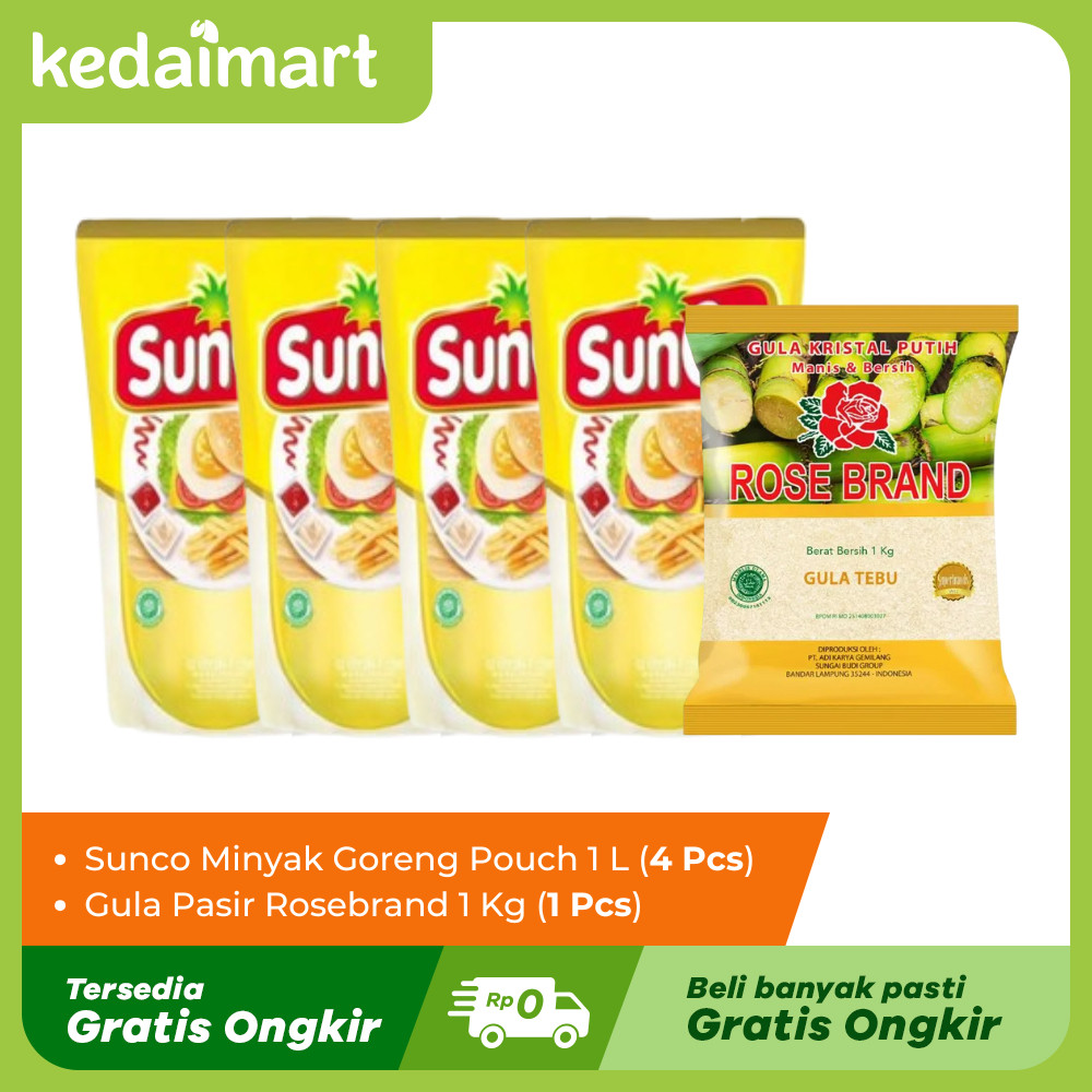 

Kedaimart Sembako Mix Hemat I Sunco 4L Gula 1Kg