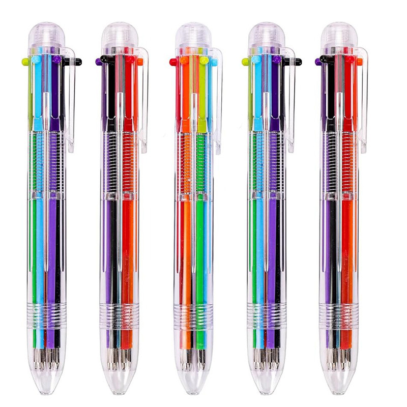 

1/3/5Pcs Multicolor Gel Pens 0.5mm Retractable Ballpoint Pens 6 Colors Transparent Barrel School Office Supplies Students