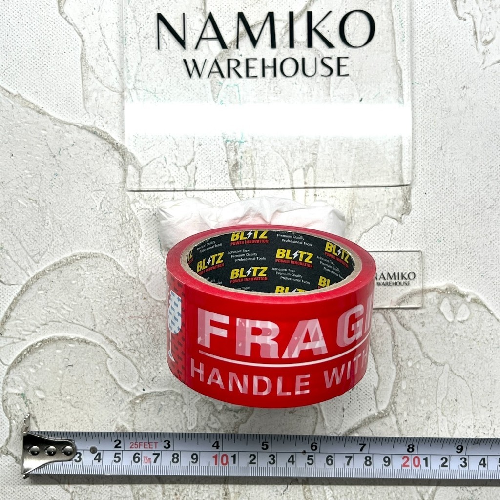

GROSIR 6 roll BLITZ Lakban isolasi fragile karton merah OPP 2 inch NAMIKO WAREHOUSE