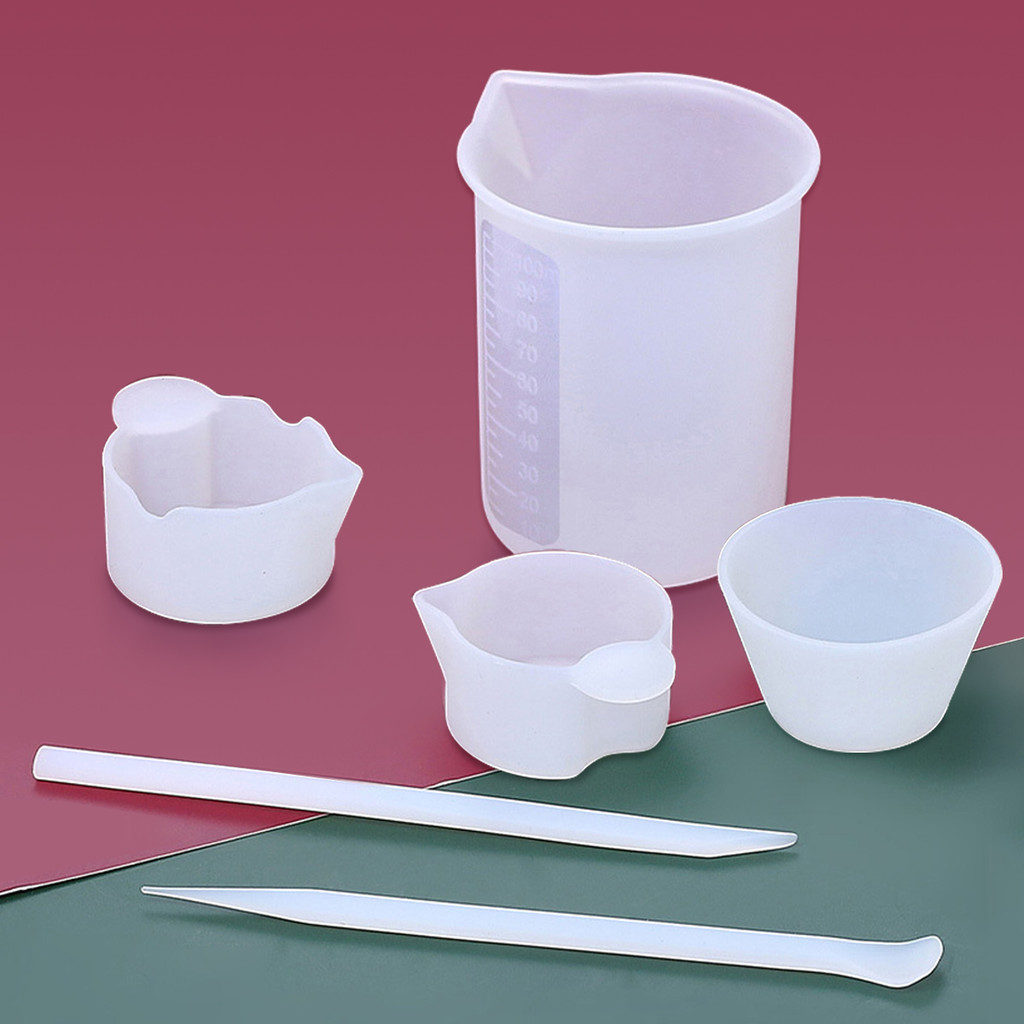 

6pcs Resin Tools Set Reusable Silicone Measure Cup DIY Jewelry Making UV Epoxy Resin Mixing Cup Stirring Stick Resin Mold Kit
