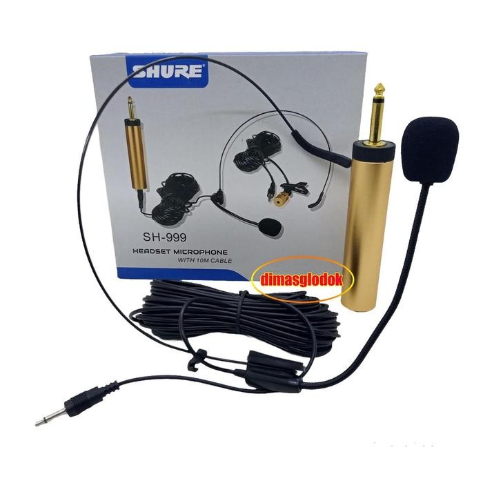 Grosir Mikrophone Kabel Shure SH-999 Jepit Bando Mic Imam Sh 999 Mikropon Sensitif 2in1 isi 2 mic ba