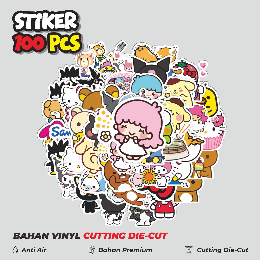

Terbaru! 50 pcs Stiker Kartun Sanrio Dekorasi Lucu Kreatif untuk Notebook, Skateboard, HP