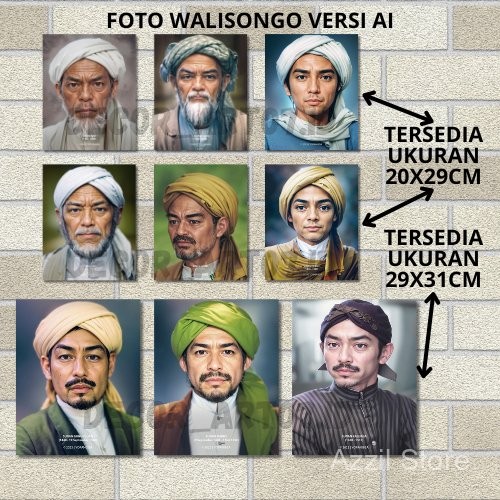 FOTO WALISONGO VERSI AI BINGKAI KAYU MDF SIAP PAJANG