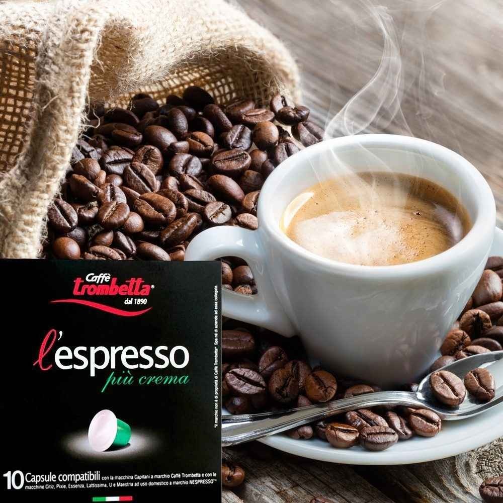 

Caffe Trombetta L'espresso Piu Crema Italian Nespresso Kopi Capsule - 1 Box isi 10