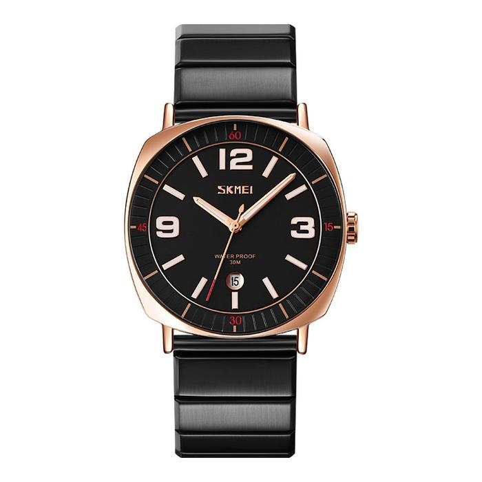 Jam Tangan Pria SKMEI 9280RGBK Men Black Dial Black Stainless Steel Strap