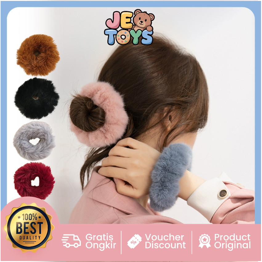 Je Toys  F5839  Ikat Rambut Donat Korea Ikat Rambut Wanita Perempuan Anak & Dewasa Bulu Elastis Kare