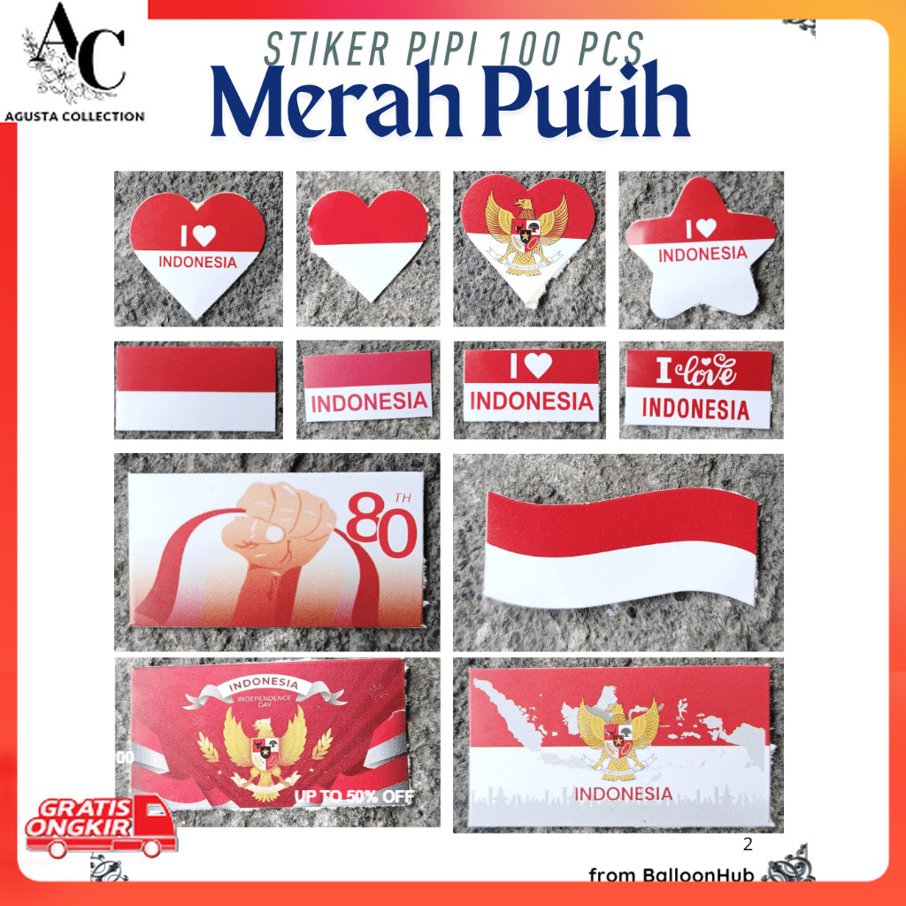 

Serba Agustus / [100 pcs] STICKER / STIKER PIPI BENDERA MERAH PUTIH 17 AGUSTUSAN / INDONESIA