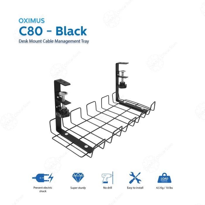 

Desk Mount Cable Management Tray Oximus C80 - Black