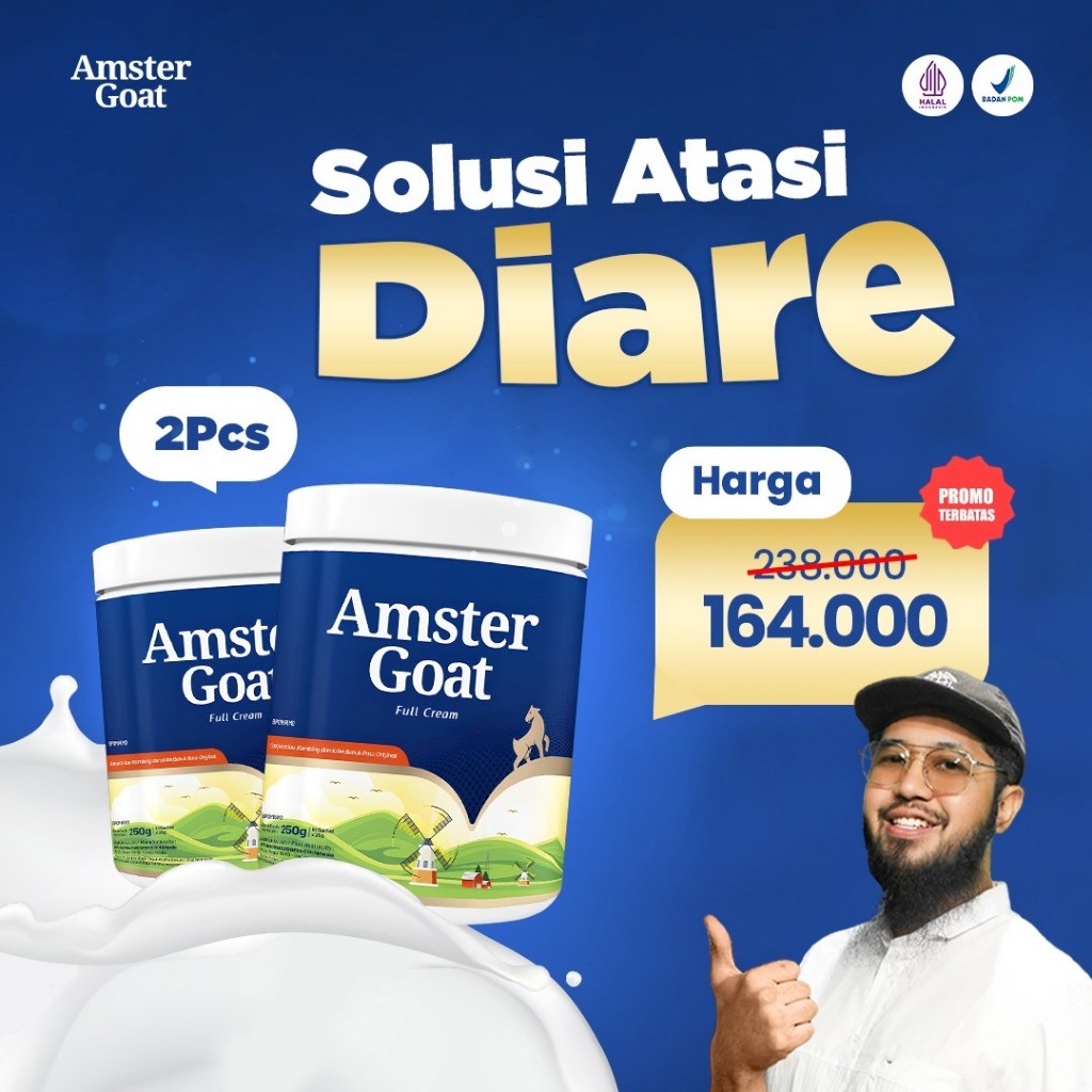

PAKET 2BOX AMSTER GOAT - Susu Kambing Amstergoat Membantu Atasi Masalah Pencernaan Diare 250gr Isi 10 Sachet