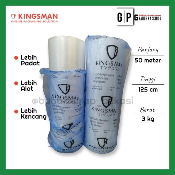 

Bubble Wrap Roll PREMIUM MURAH ukuran 3kg 125CM x 50M TEBAL KINGSMAN - Putih, 3 KG