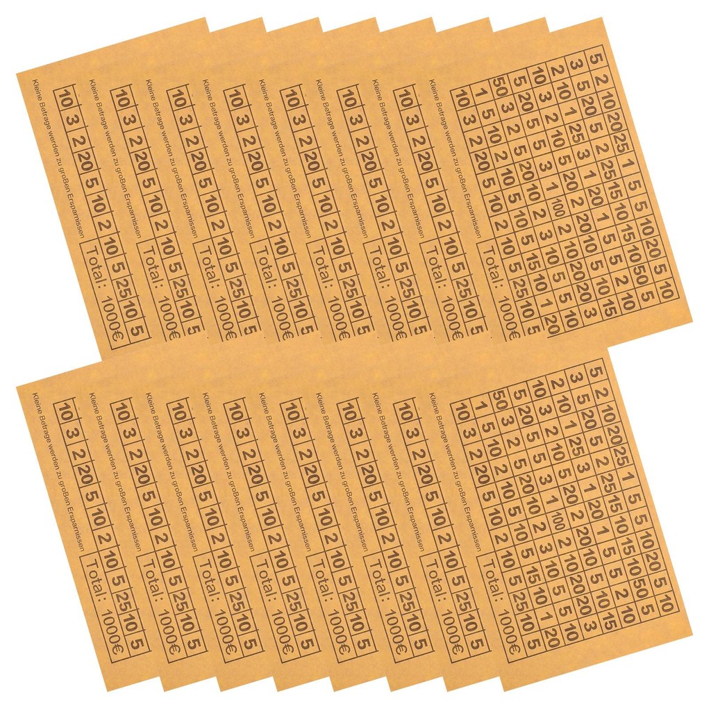 

20 Sheets Piggy Bank Stickers Number Label Financial Target Wooden Box Saving Goal Paper Money for Savings Jar