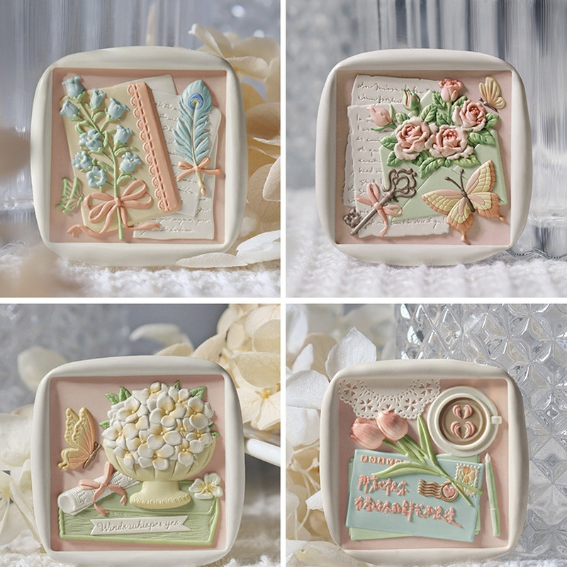 

New 3D Brass Wax Seal Stamp Head 30mm Hydrangea Square Embossed Seal Toy DIY Personalized Scrapbook Wedding Invitation Sealing