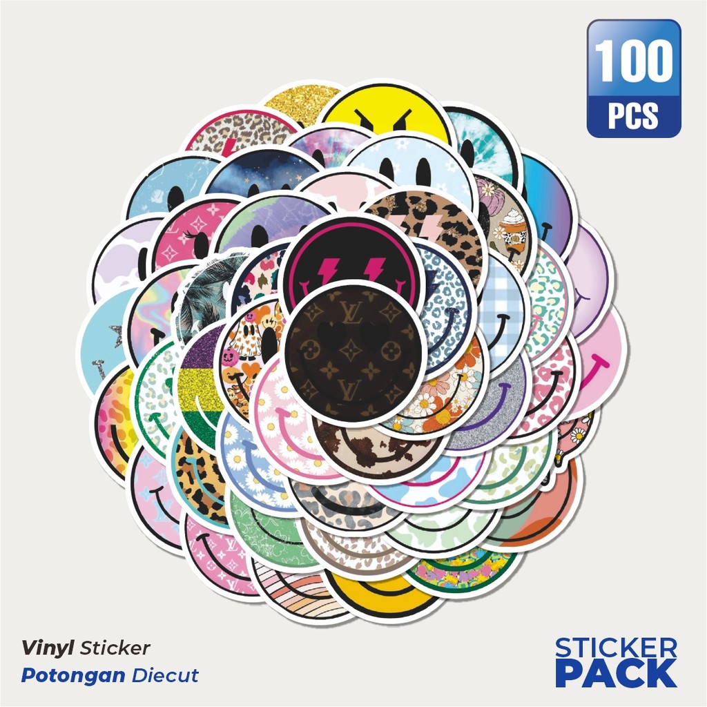 

Stiker Vinyl Stiker Smiley World Series B Waterproof Aesthetic- Untuk Laptop, Motor, dan Helm - Paper Stationery Pack