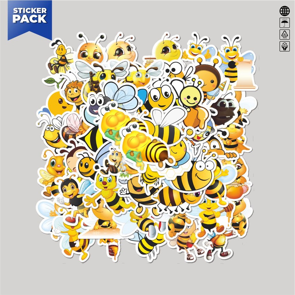 

[100PCS]Stiker Pack Stiker Funny Honeybees Series Aesthetic Vinyl Anti Air Dekorasi Sticker Laptop Buku Journal Koper Helm Casing HP Gitar Helm Skateboard