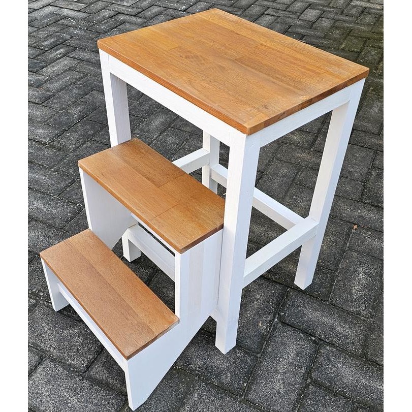 Tangga / Kursi Lipat / Tangga kursi lipat serbaguna / Tangga Kursi Full Kayu Solid - Kaki Putih
