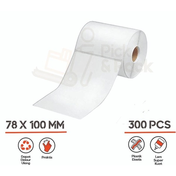 

SAM Kertas Label Sticker Resi Thermal Barcode 78x100 mm Gulung Isi 300 pcs