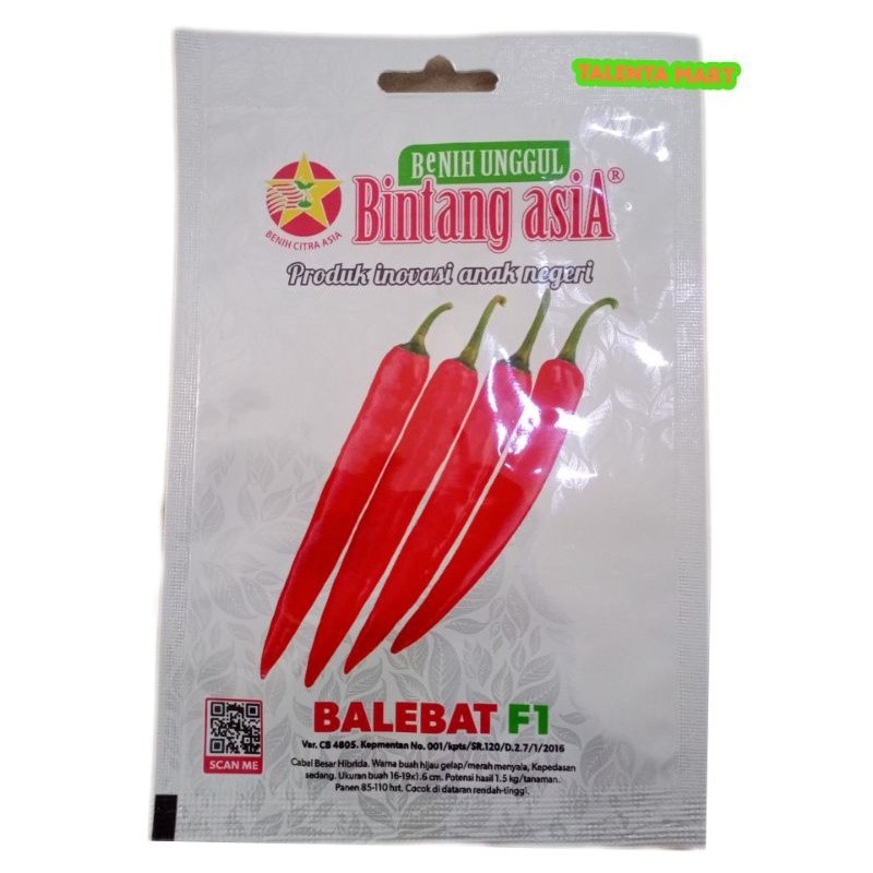 Kemasan 1 Gr 200 BUTIR BENIH CABAI/ CABE BESAR BALEBAT F1 BINTANG ASIA