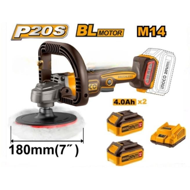 Ingco APLI2018 Brushless Angle Polisher Mesin Poles Mobil Motor