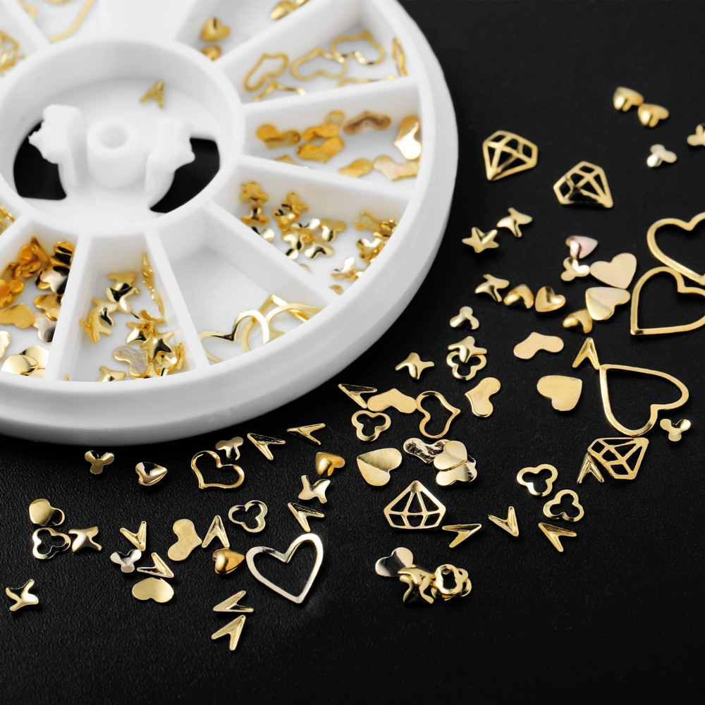 

1Box Gold Nail Art Glitter Metal 3D Mix Frame Jewelry Filling UV Resin Epoxy Mold Making Filling Material for DIY Crafts Jewelry