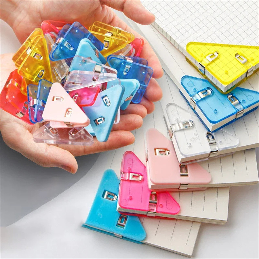 

10pcs Multi Color Triangular Corner Clip Multifunctional Student Book Clip Paper Storage Tool Folder Office Desktop Storage Tool
