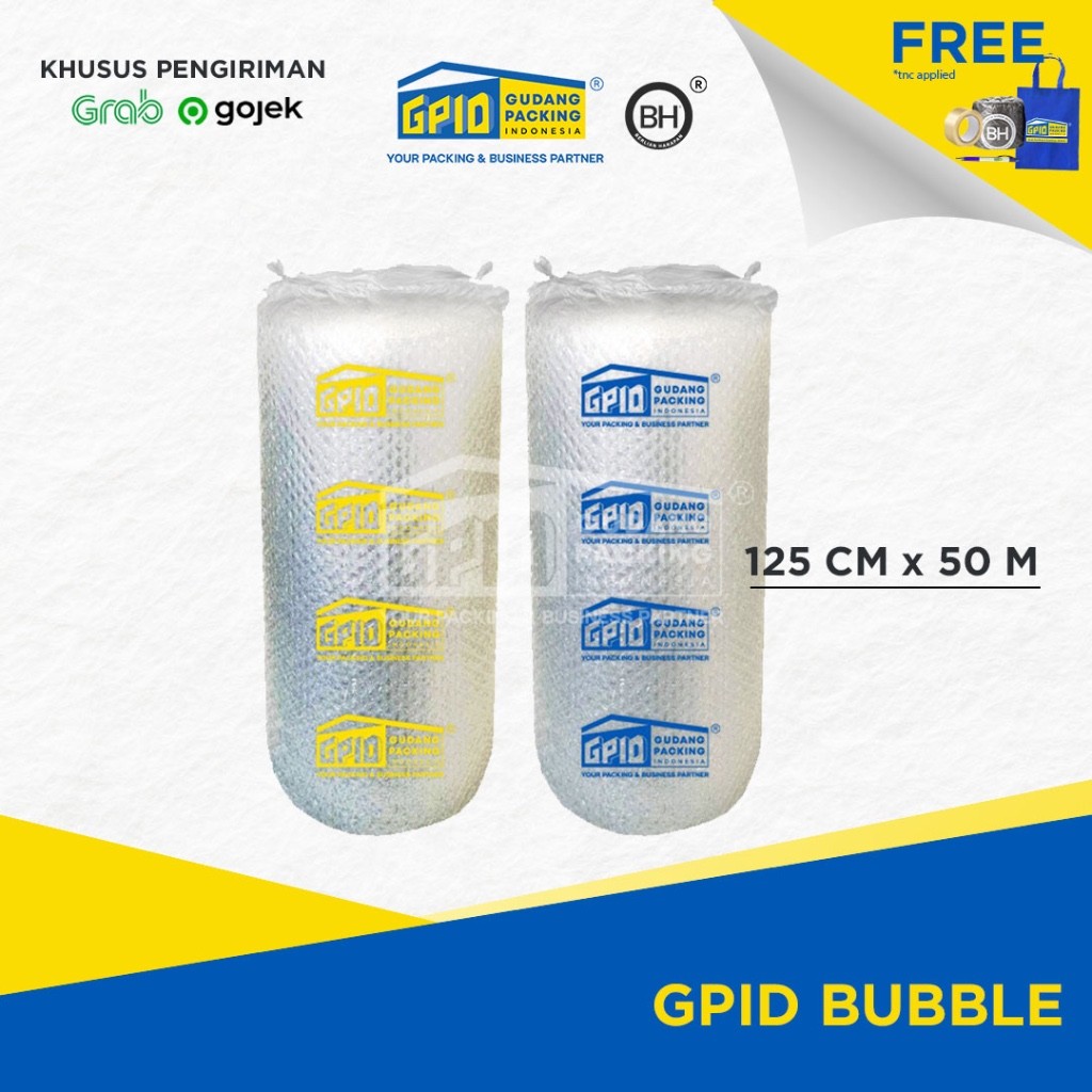 

(GOSEND/GRAB) GPID - Bubble Wrap Hitam/ Putih 125cm x 50 m