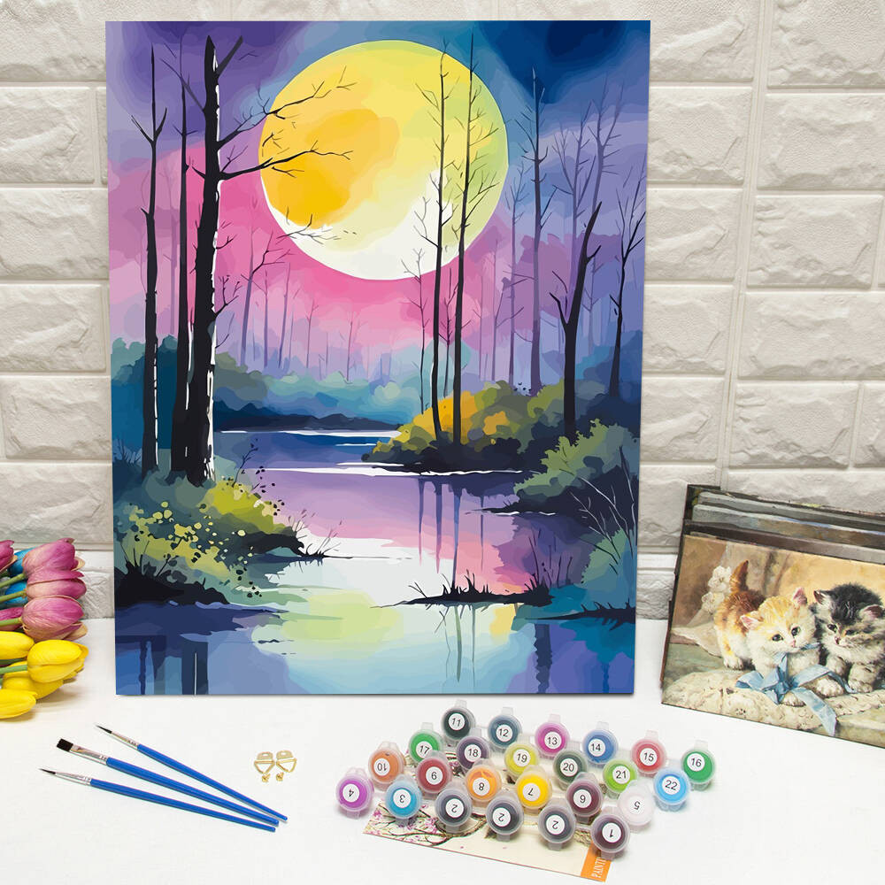 

Digital Oil Painting Moon Tree DIY Painting By Numbers Scenery Drawing By Numbers Landscape Crafts Supplies Adults Wall Decor