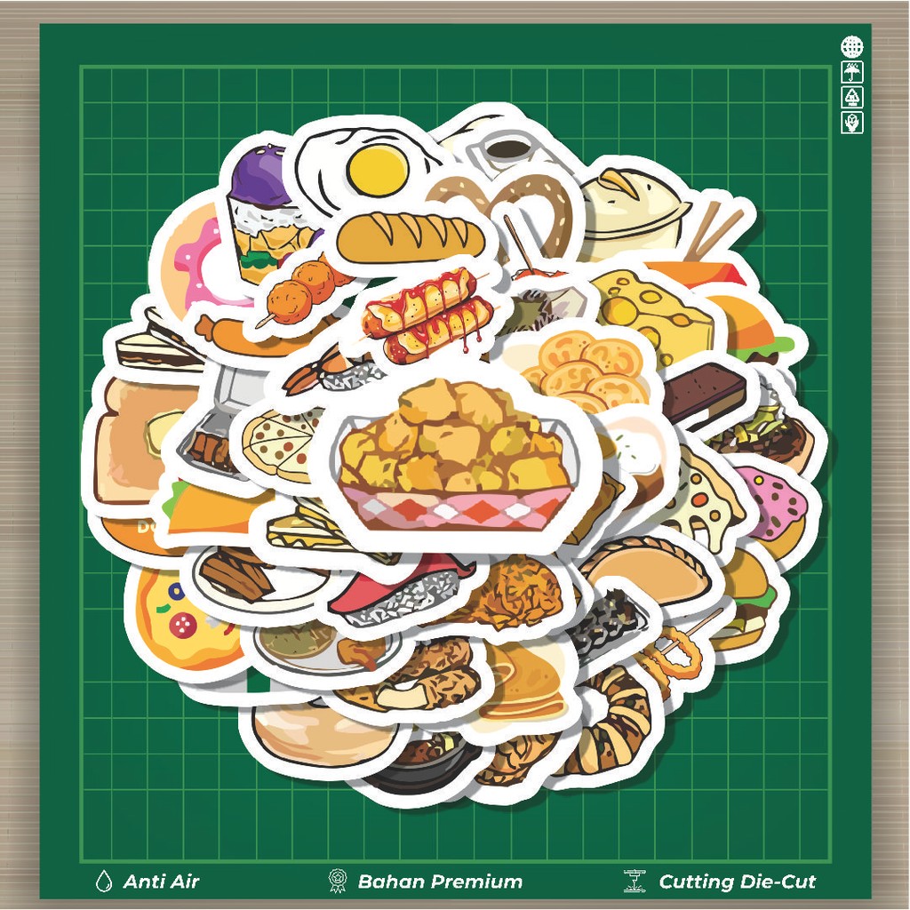 

HOT 50 PCS STIKER Stiker Delicious Street Food [Makanan Jalanan yang Lezat] Stiker Fashion Cars Decal Dingin Kartu Album Custom Vinyl Anti Air- Sticker Aesthetic Buku Journal Koper Casing HP Tablet Laptop Helm Motor Botol Minum