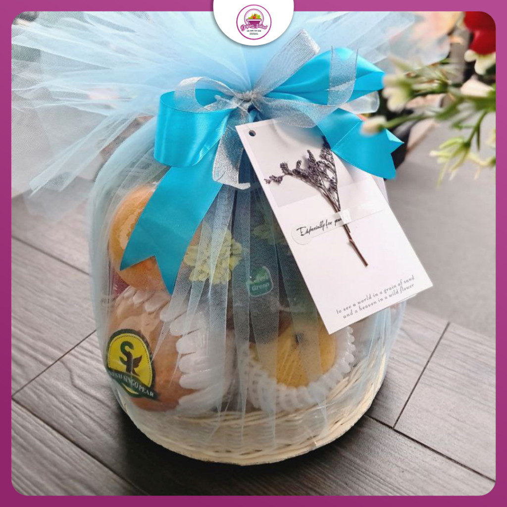 

Parcel Buah Sangkar Premium Size Small Free Kartu Ucapan Bunga Kain Tile Pita Hampers Lebaran Natal Christmas Hospitality Lamaran BEST SELLER