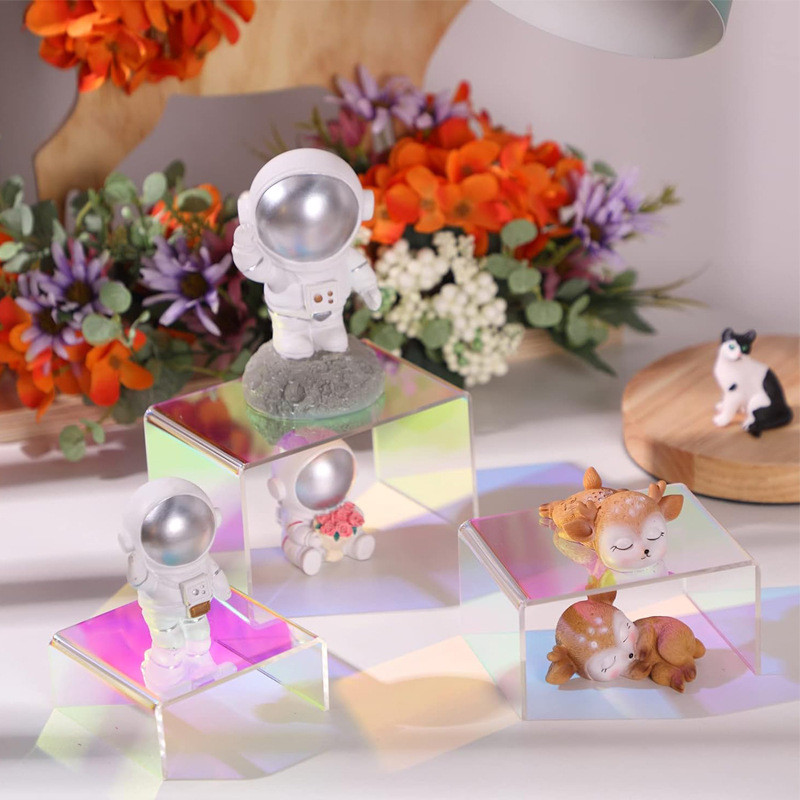 

Colorful Rainbow3Set of AcrylicUShaped Storage Rack for Pastry, Jewelry, Figurines, and Accessories with Tiered Display Stand