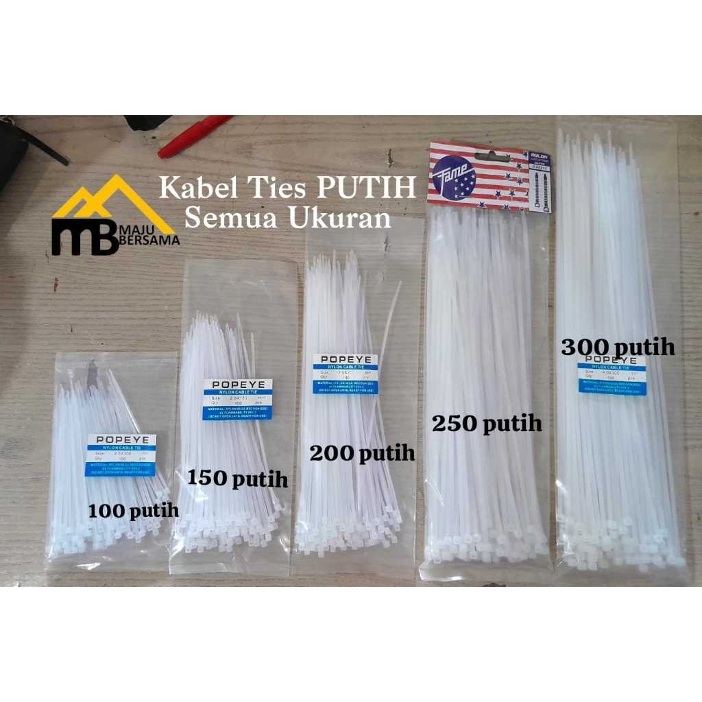 

Kabel Ties Putih 10cm 15cm 20cm 25cm 30cm Isi 100pcs Per Pack