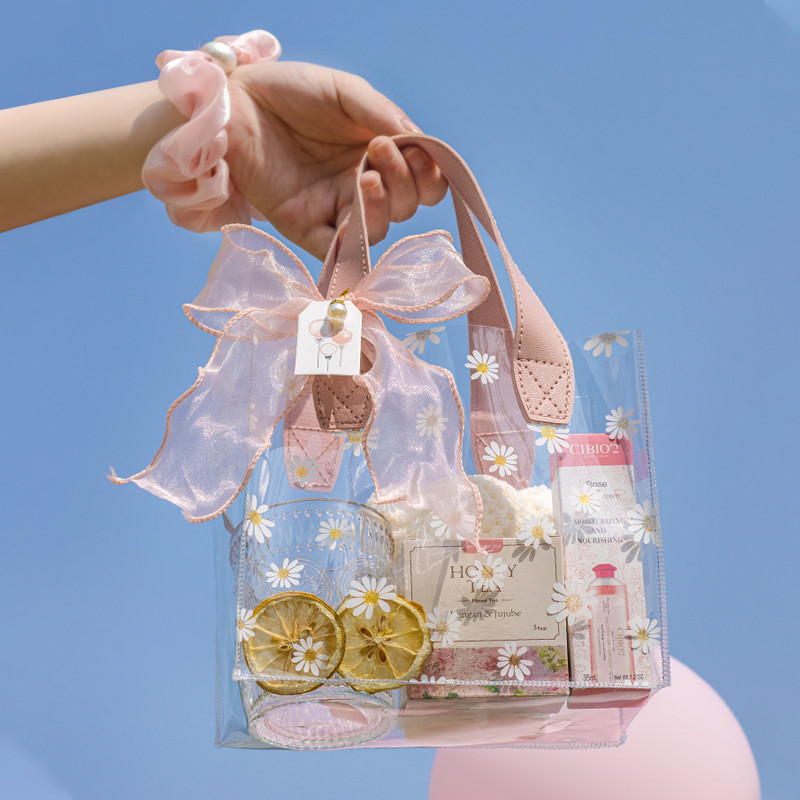 

1PC Daisy Handbag Gift Bag Wedding Favors Candy Box Eid Mubarak Portable Candy Gift Small Box Basket Jewelry Packaging Bags