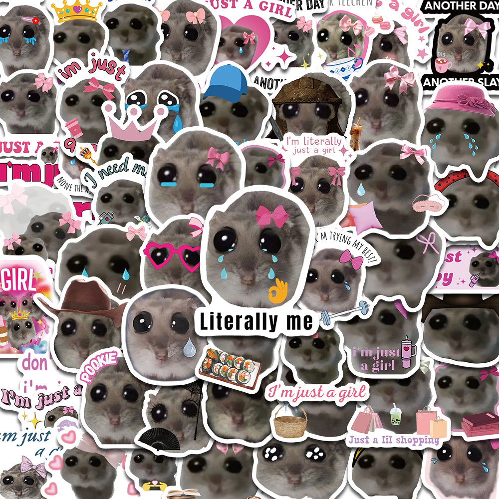 

56PCS Sad Hamster Meme Cute Mouse Fun Pattern Sticker Aesthetic Kawaii Decals Cute Cartoon Laptop Luggage Bicycle Diary Stickers