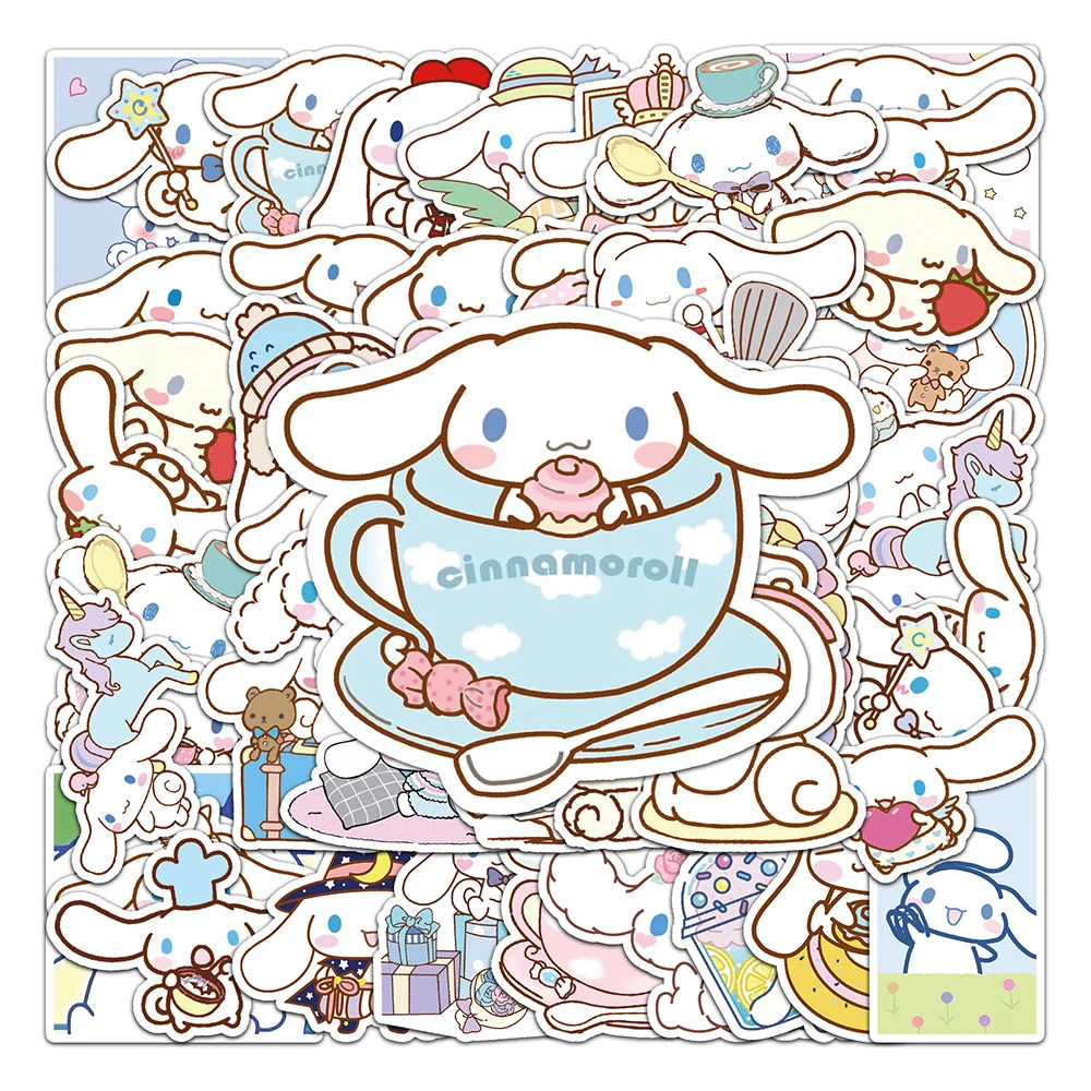 

50PCS Funny Cinnamoroll Stickers Cartoon Cute Kids Toy Decals PVC DIY Luggage Stationary Wall Car Travel Stickers