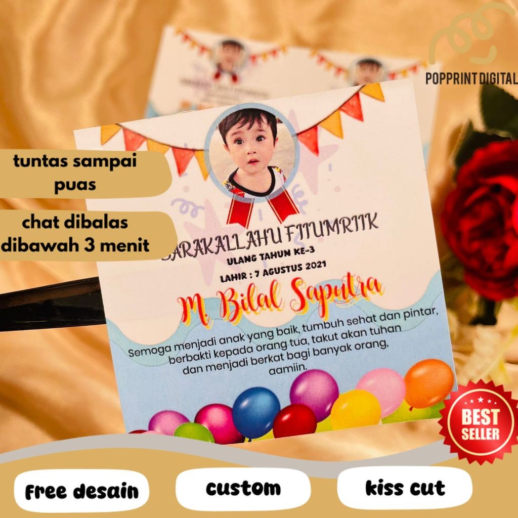 

PpD 9-15 Sticker Ulang Tahun Anak Bentuk Kotak Stiker Ultah Undangan Happy Birthday Uk.Besar